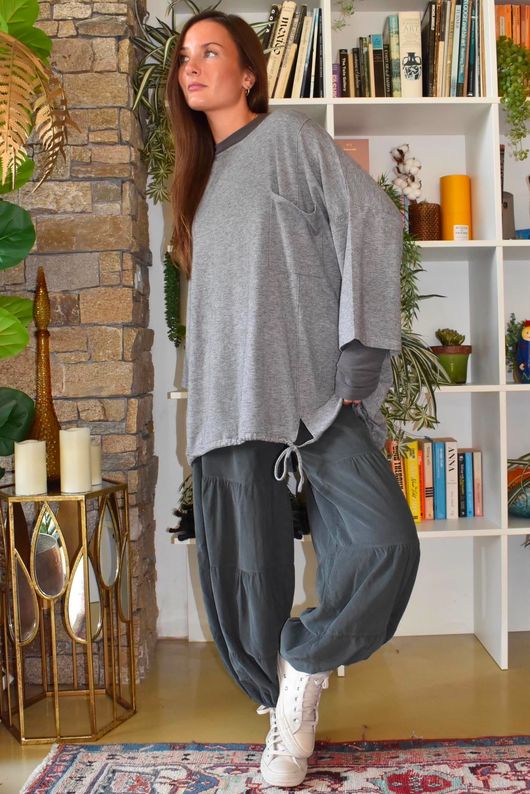 Sander Pull Tie Fine Knit Grey Marl